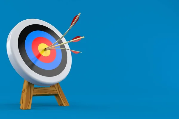 Hedef mavi arka planda izole edildi. 3d illüstrasyon