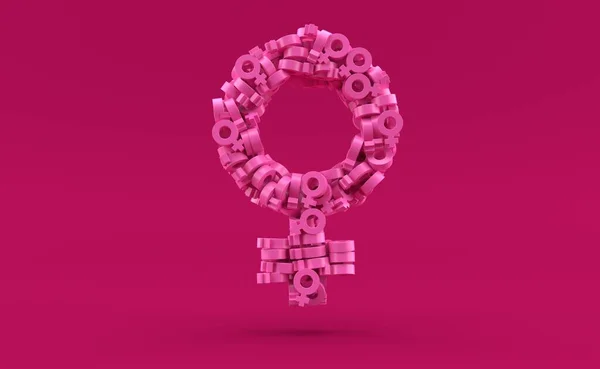 Női Nem Szimbólumok Női Nem Alakú Elszigetelt Rózsaszín Alapon Illusztráció — Stock Fotó