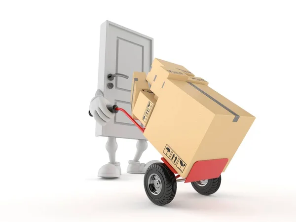 Dörrkaraktär Med Handtruck Isolerad Vit Bakgrund Illustration — Stockfoto