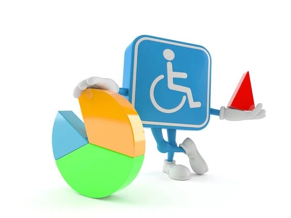 Behinderter Charakter Mit Tortendiagramm Auf Weißem Hintergrund Illustration — Stockfoto