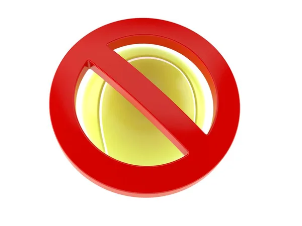 Pelota Tenis Con Símbolo Prohibido Aislado Sobre Fondo Blanco Ilustración — Foto de Stock