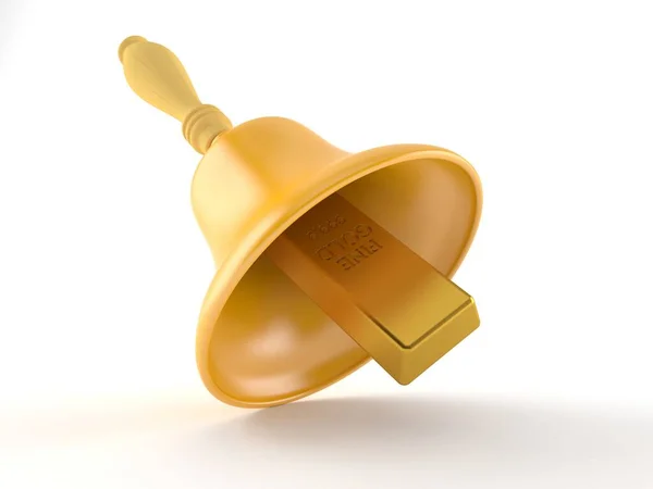 Lingotto Oro Con Campanello Isolato Sfondo Bianco Illustrazione — Foto Stock
