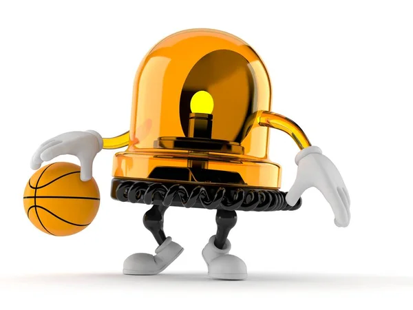 Персонаж Аварійної Сирени Грає Баскетбол Ізольовано Білому Тлі Ілюстрація — стокове фото