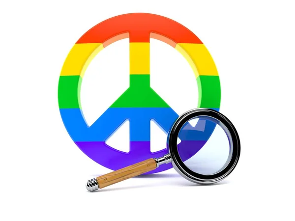 Σύμβολο Ειρήνης Μεγεθυντικό Φακό Απομονώνονται Λευκό Φόντο Εικονογράφηση — Φωτογραφία Αρχείου