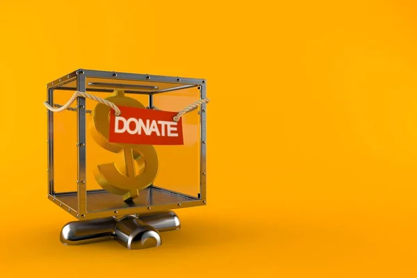 Δολάριο Νόμισμα Μέσα Κουτί Δωρεά Απομονώνονται Πορτοκαλί Φόντο Εικονογράφηση — Φωτογραφία Αρχείου