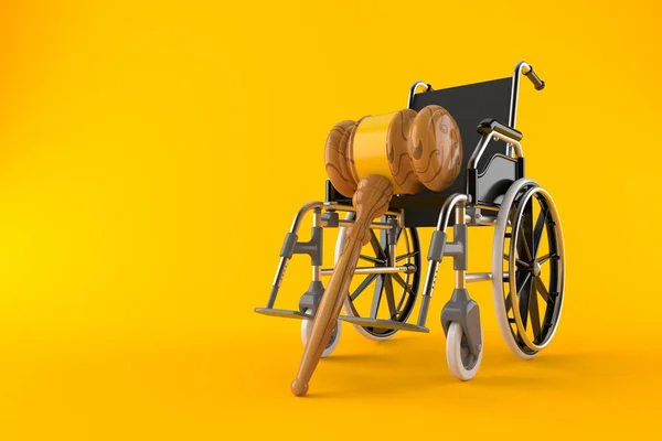 オレンジの背景に車椅子が隔離されています 3Dイラスト — ストック写真