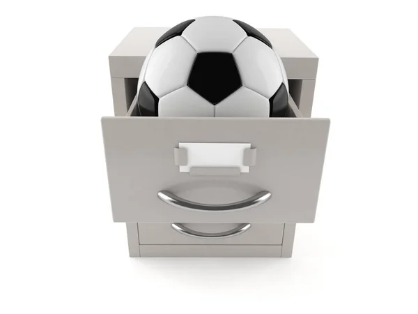 白い背景に隔離されたアーカイブ内のサッカーボール 3Dイラスト — ストック写真