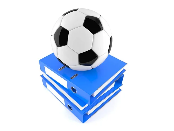 白い背景に孤立リングバインダーとサッカーボール 3Dイラスト — ストック写真