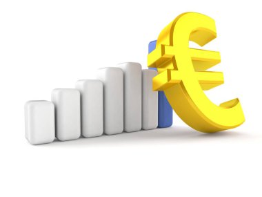 Beyaz arka planda izole edilmiş bir Avrupa para birimi. 3d illüstrasyon