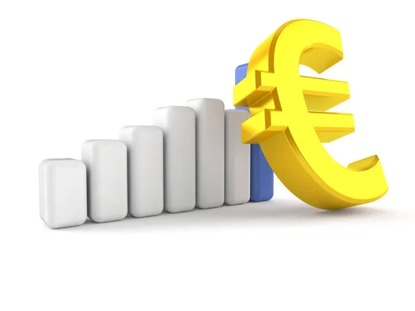 Euro Munt Met Grafiek Geïsoleerd Witte Achtergrond Illustratie — Stockfoto