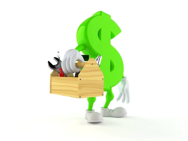 Dollar Character Holding Toolbox Isolated White Background Illustration — Stock Photo, Image