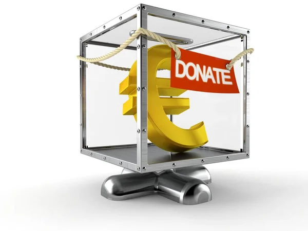 Waluta Euro Wewnątrz Skrzynki Darowizny Izolowane Białym Tle Ilustracja — Zdjęcie stockowe