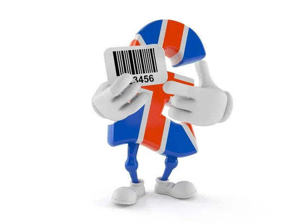 Pound Currency Character Holding Barcode Isolated White Background Illustration — Stock Photo, Image