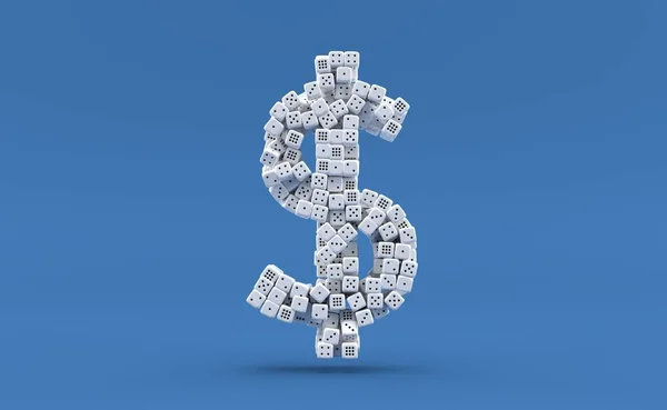 Würfel Dollarform Isoliert Auf Blauem Hintergrund Illustration — Stockfoto