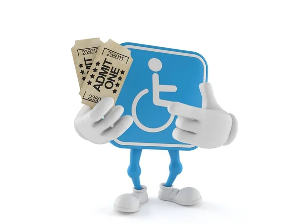 Gehandicapte Karakter Met Tickets Geïsoleerd Witte Achtergrond Illustratie — Stockfoto