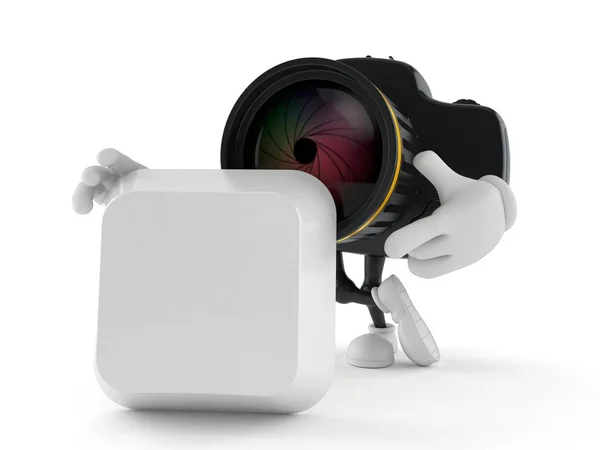 Camera Karakter Met Blanco Toetsenbord Toets Geïsoleerd Witte Achtergrond Illustratie — Stockfoto