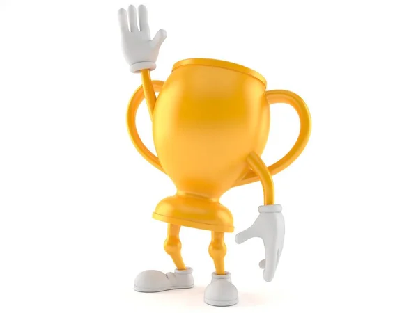 Golden Trophy Figur Med Hånd Opp Isolert Hvit Bakgrunn Illustrasjon – stockfoto