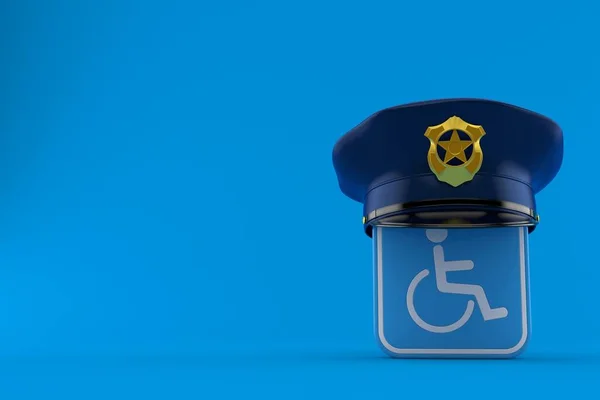 Símbolo Handicap Con Sombrero Policía Aislado Sobre Fondo Azul Ilustración —  Fotos de Stock