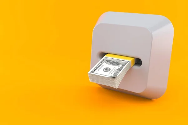 オレンジの背景に隔離されたお金とキーワードキー 3Dイラスト — ストック写真