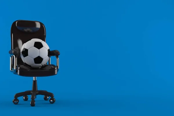 青い背景に隔離されたビジネスチェアのサッカーボール 3Dイラスト — ストック写真