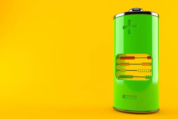 Batteria Verde Con Abaco Isolato Sfondo Arancione Illustrazione — Foto Stock