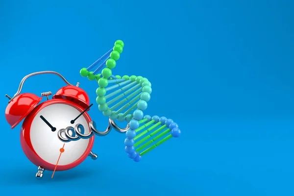 Dna Com Despertador Isolado Fundo Azul Ilustração — Fotografia de Stock