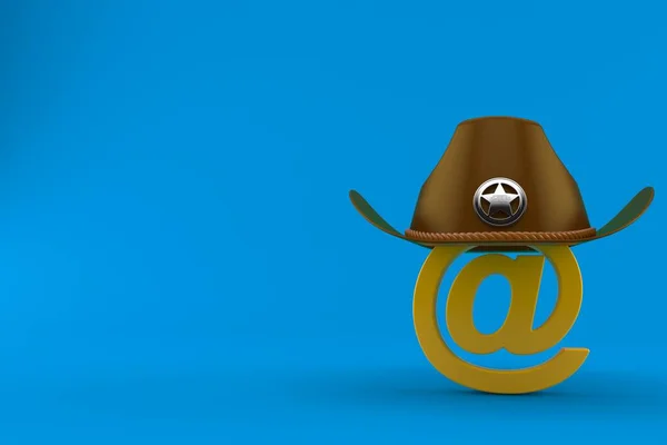 Symbole Mail Avec Chapeau Shérif Isolé Sur Fond Bleu Illustration — Photo