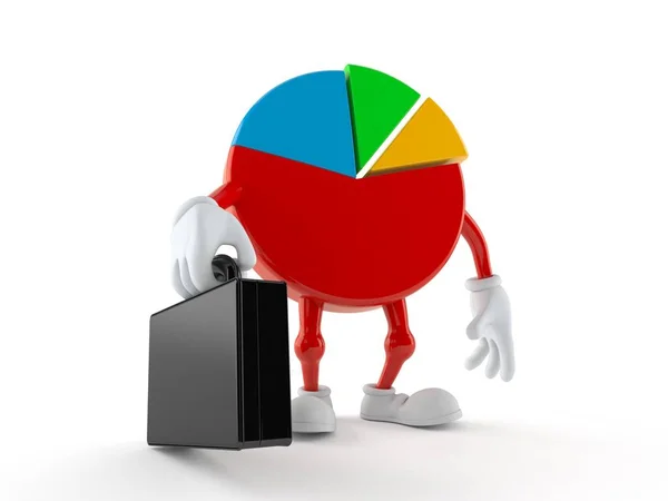 Pie Chart Character Holding Briefcase Isolated White Background Illustration — Stock Photo, Image