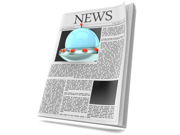 Ufo Newspaper Isolated White Background Illustration — Stock Photo, Image