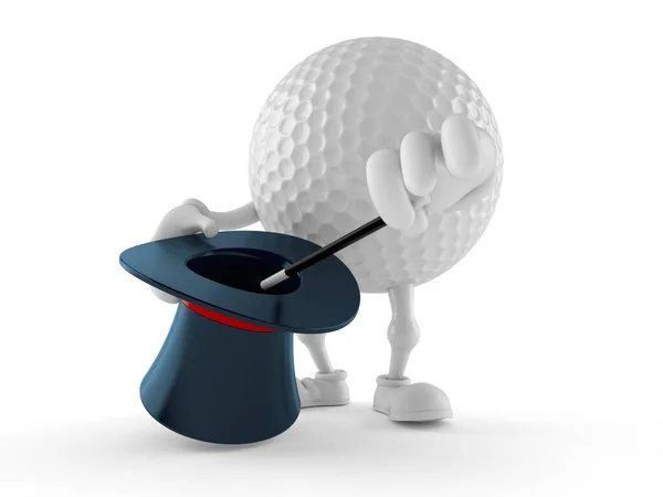 Personagem Bola Golfe Com Chapéu Mágico Isolado Fundo Branco Ilustração — Fotografia de Stock