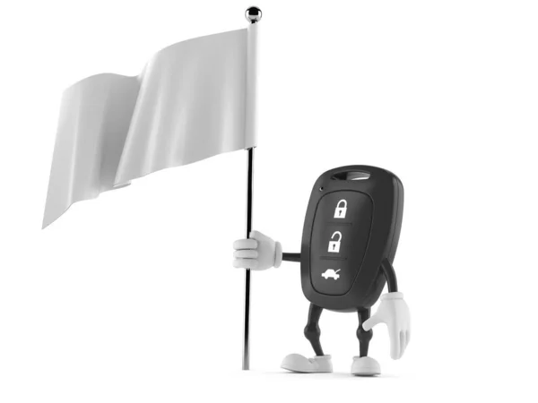 Autofernbedienung Schlüsselfigur Mit Leerer Flagge Isoliert Auf Weißem Hintergrund Illustration — Stockfoto