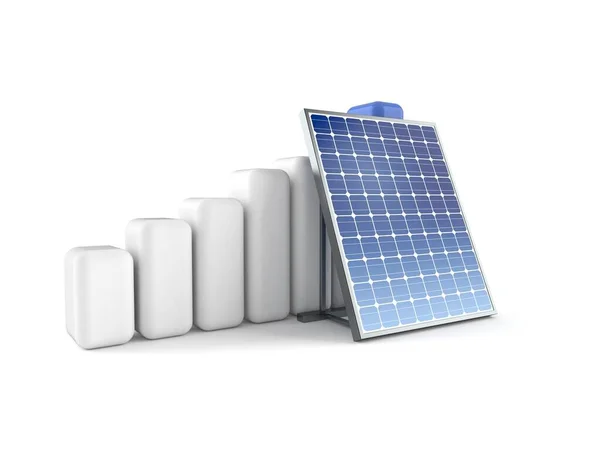 Panneau Photovoltaïque Avec Carte Isolée Sur Fond Blanc Illustration — Photo