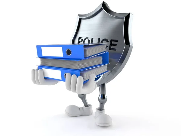 Αστυνομικός Χαρακτήρας Σήμα Κρατώντας Συνδετικά Δαχτυλίδια Απομονώνονται Λευκό Φόντο Εικονογράφηση — Φωτογραφία Αρχείου