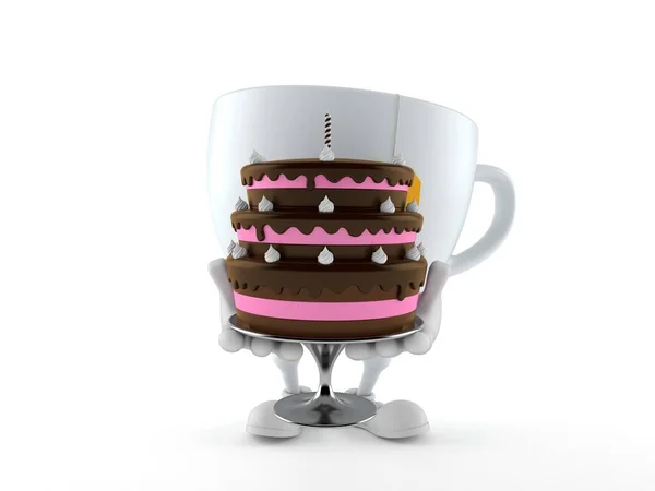 Herbata Postać Trzyma Ciasto Izolowane Białym Tle Ilustracja — Zdjęcie stockowe