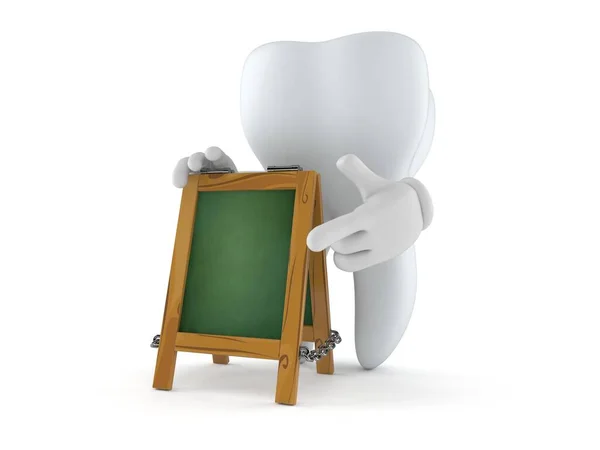 Carácter Dental Con Letrero Tiza Aislado Sobre Fondo Blanco Ilustración —  Fotos de Stock