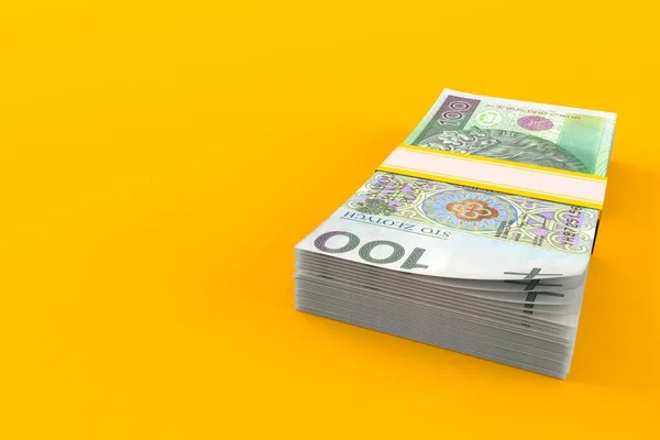 Zloty Polaco Aislado Sobre Fondo Naranja Ilustración — Foto de Stock