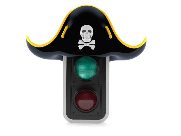 Semáforo Verde Con Sombrero Pirata —  Fotos de Stock