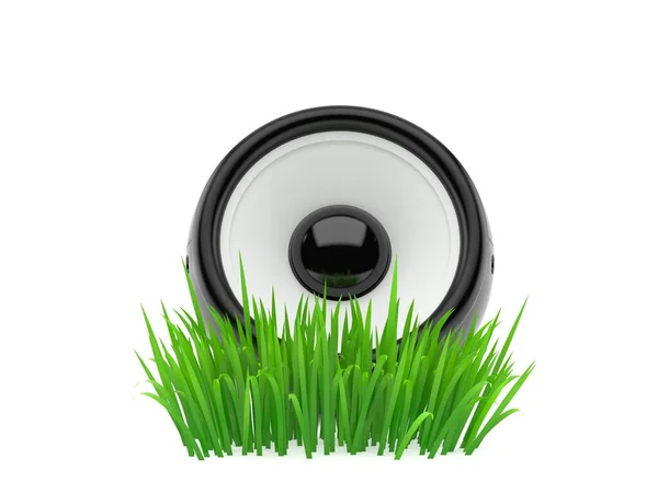 Audio Speaker Grass Isolated White Background Illustration — Stock Photo, Image