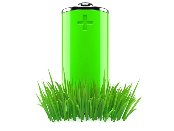 Batteria Verde Erba Isolata Sfondo Bianco Illustrazione — Foto Stock