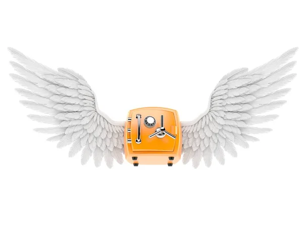 Narancs Széf Angyalszárnyakkal Fehér Háttérrel Illusztráció — Stock Fotó