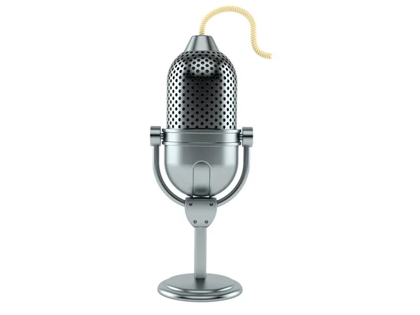 Microfone Rádio Com Pavio Bomba Isolado Fundo Branco Ilustração — Fotografia de Stock