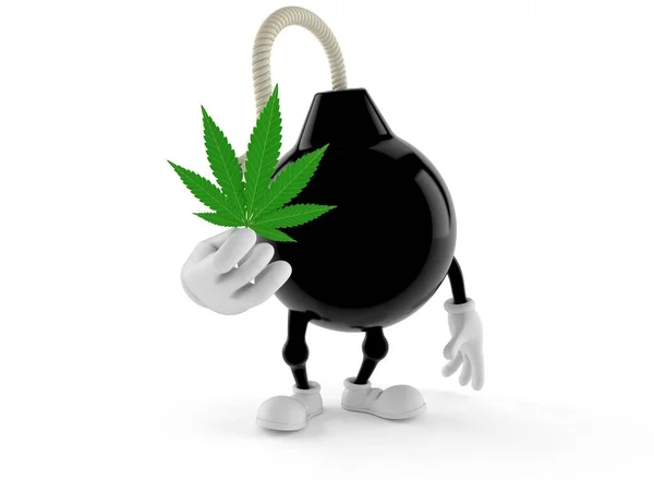 Bomba Charakter Gospodarstwa Liść Marihuany Izolowane Białym Tle Ilustracja — Zdjęcie stockowe