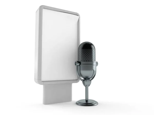 Microfone Rádio Com Outdoor Branco Isolado Fundo Branco Ilustração — Fotografia de Stock
