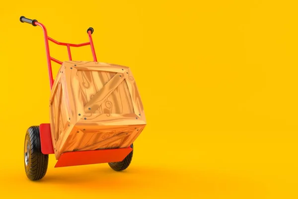 Skrzynia Wózkiem Odizolowanym Pomarańczowym Tle Ilustracja — Zdjęcie stockowe