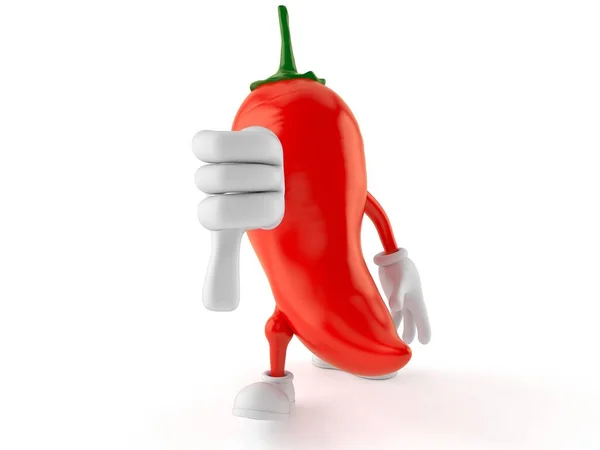Hot Paprika Charakter Mit Daumen Nach Unten Geste Isoliert Auf — Stockfoto