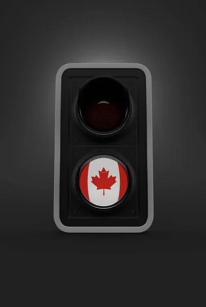 Bandera Canadá Dentro Del Semáforo Sobre Fondo Gris Ilustración —  Fotos de Stock
