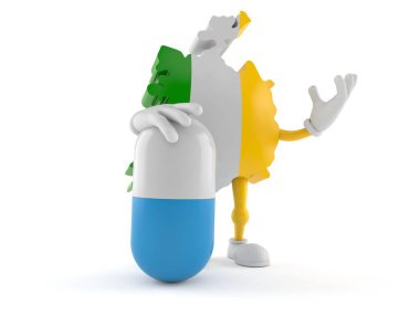 Beyaz arka planda haplarla izole edilmiş İrlandalı karakter. 3d illüstrasyon