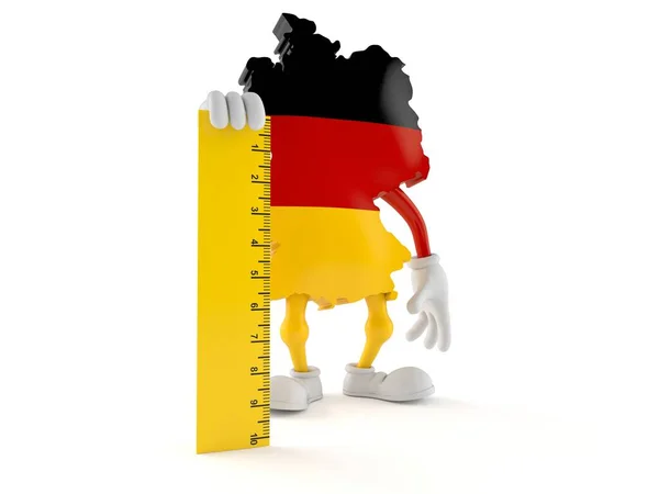 Німецький Персонаж Тримає Правителя Ізольованим Білому Тлі Ілюстрація — стокове фото