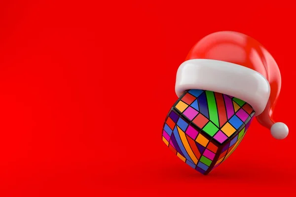 Spielzeug Puzzle Mit Weihnachtsmann Isoliert Auf Rotem Hintergrund Illustration — Stockfoto