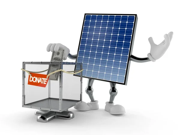 Photovoltaic Panel Character Donation Box Isolated White Background Illustration — Stock Photo, Image